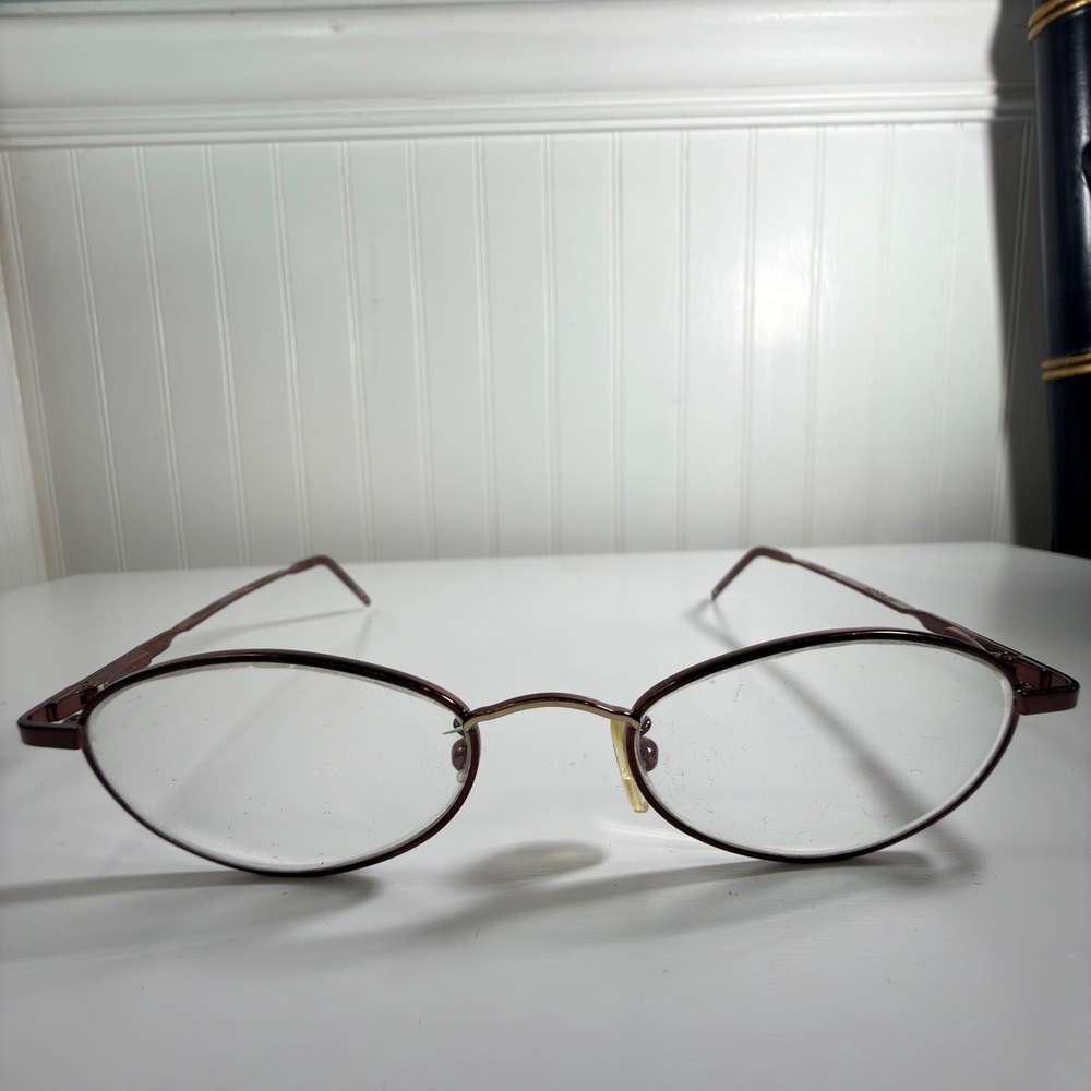 Vintage 90s Essence 892 Eyeglasses Italy Oval Metal GLD Mist Y2K Frames